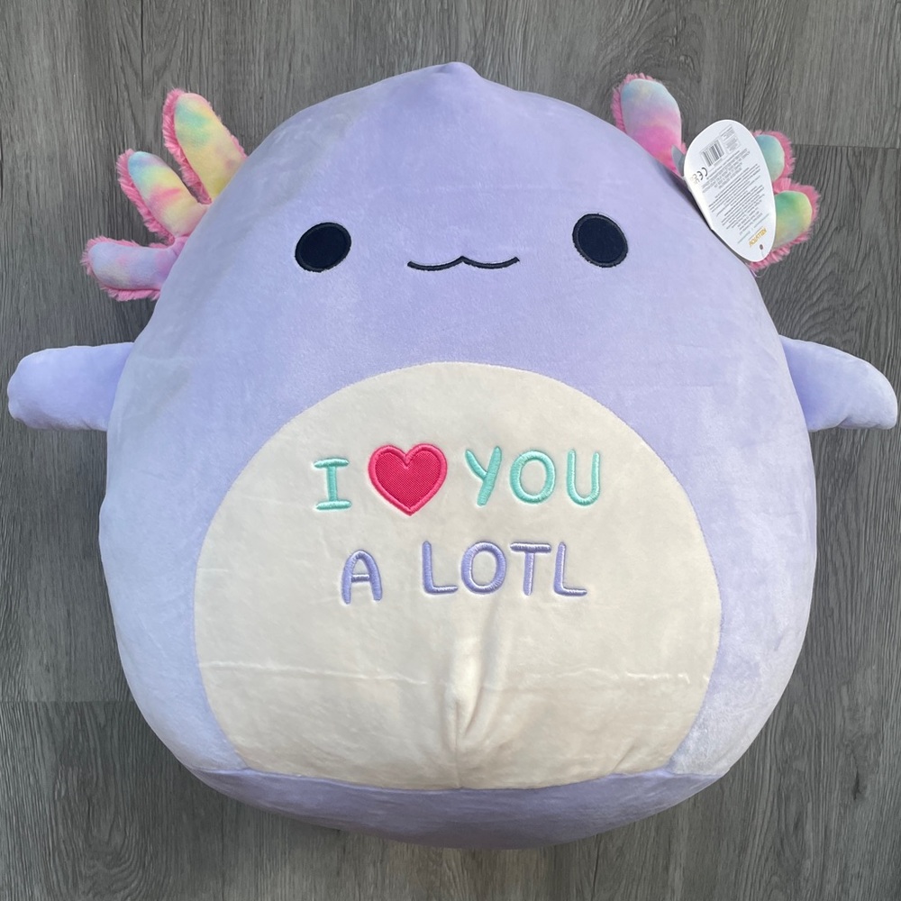 Squishmallow Monica the Axolotl 16" Plush Stuffed “I Love You A Lotl” NWT